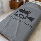 Outdoor Theater Velveteen Plush Blanket - Gray Logo Blanket