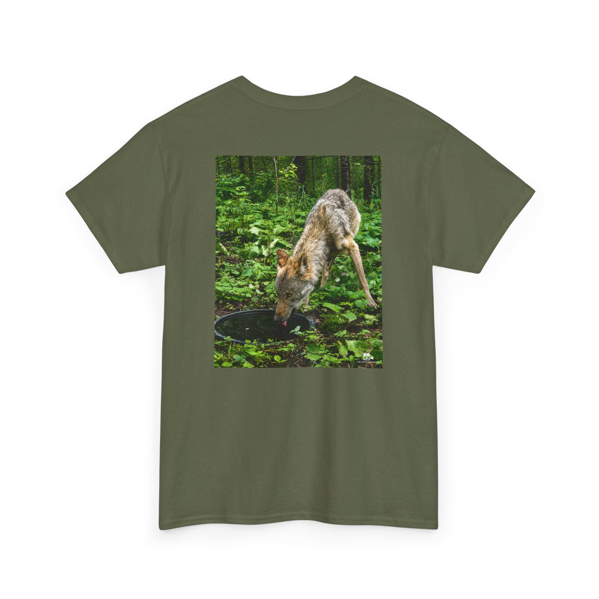 Wolf Drinking Graphic Tee - Adult Unisex T-Shirt - The Outdoor Theater