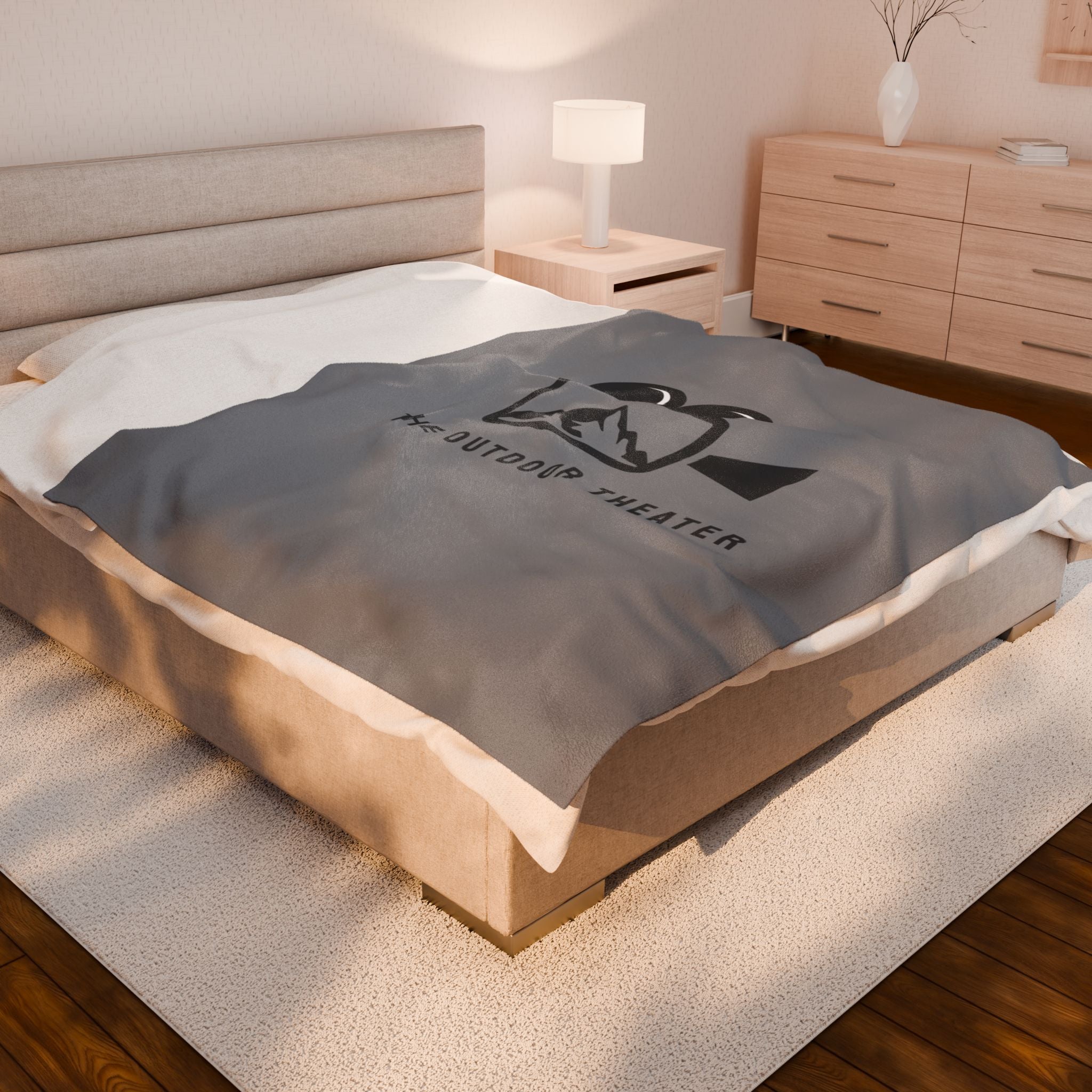 Outdoor Theater Velveteen Plush Blanket - Gray Logo Blanket