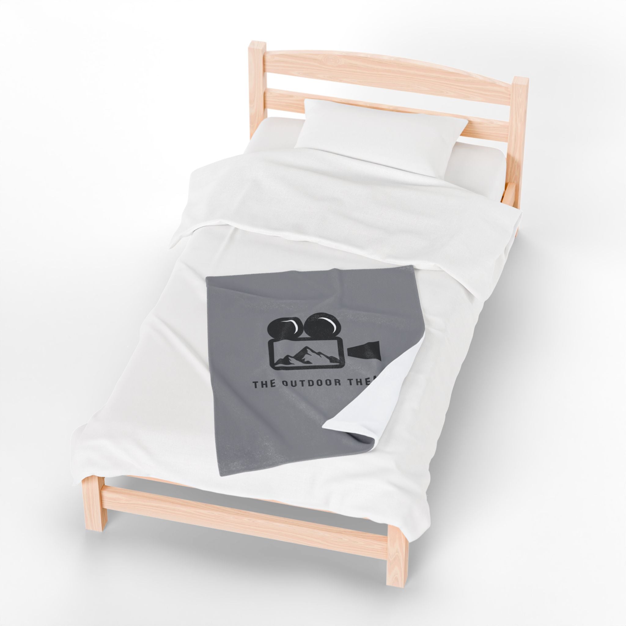 Outdoor Theater Velveteen Plush Blanket - Gray Logo Blanket