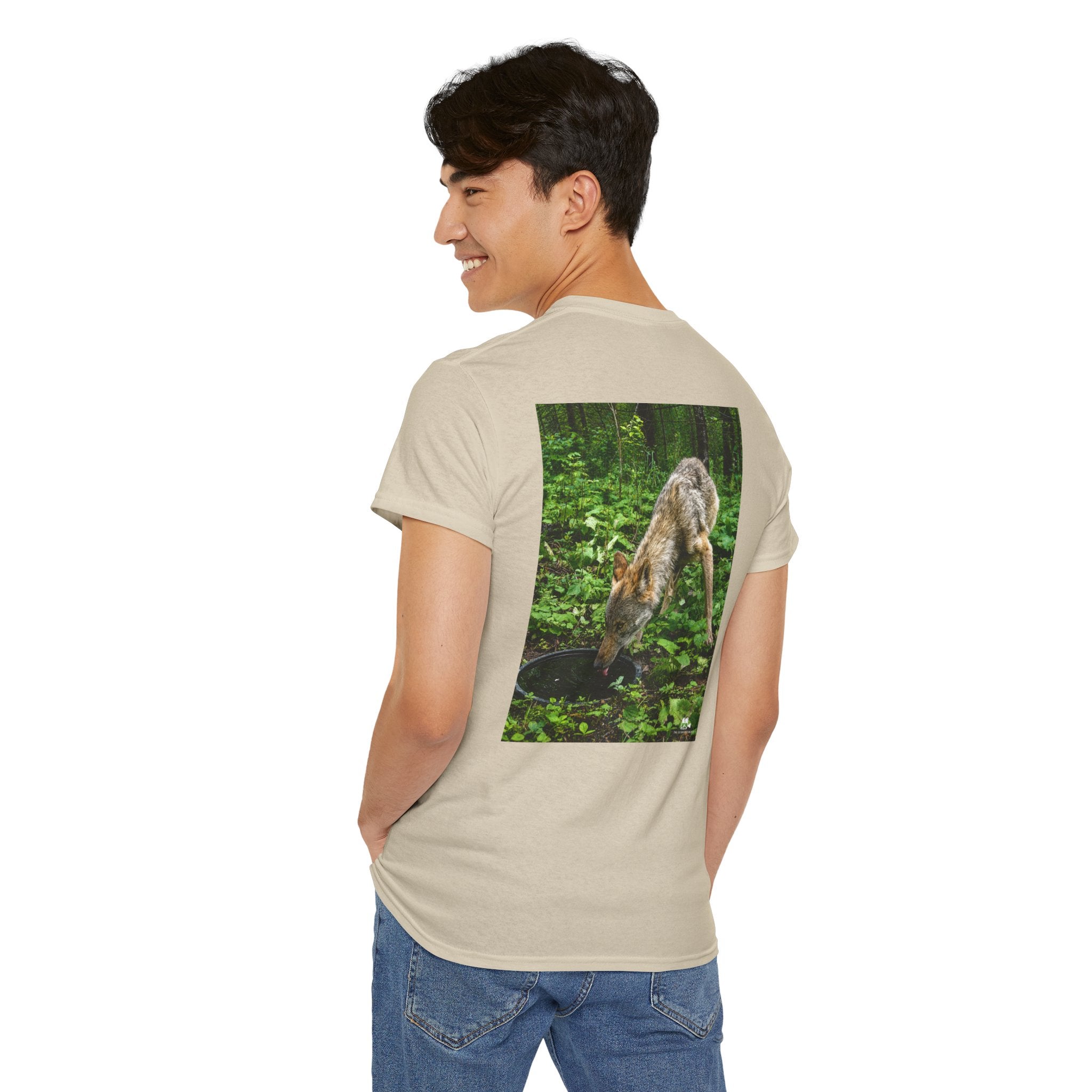 Wolf Drinking Graphic Tee - Adult Unisex T-Shirt - The Outdoor Theater
