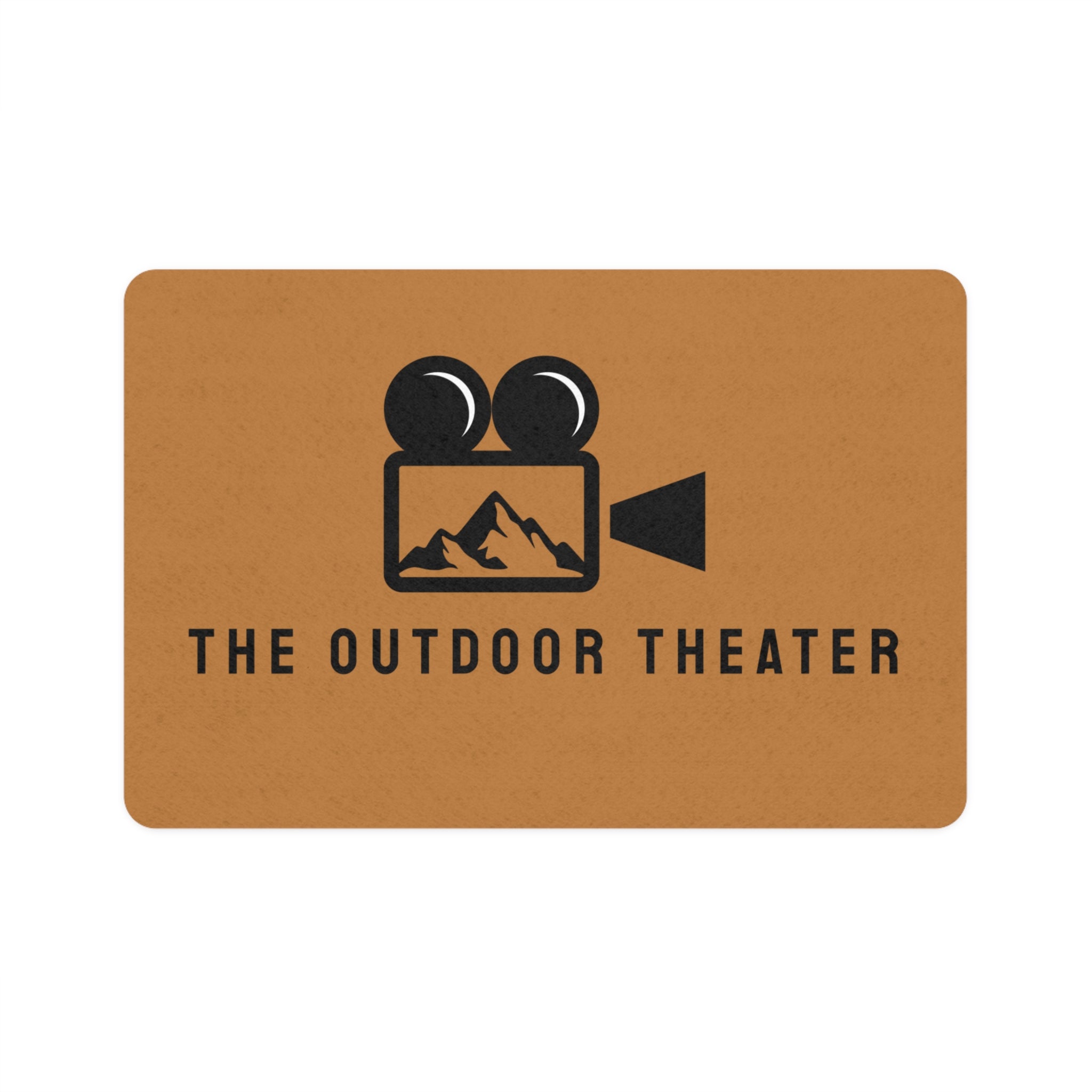 Outdoor Theater Logo Pet Food Mat - Dog/Cat Dish Mat - Light Brown