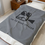 Outdoor Theater Velveteen Plush Blanket - Gray Logo Blanket