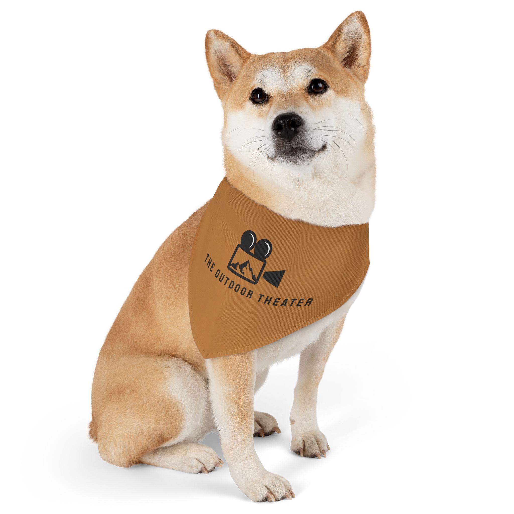 Outdoor Theater Logo Pet Bandana with Buckle Collar - Light Brown