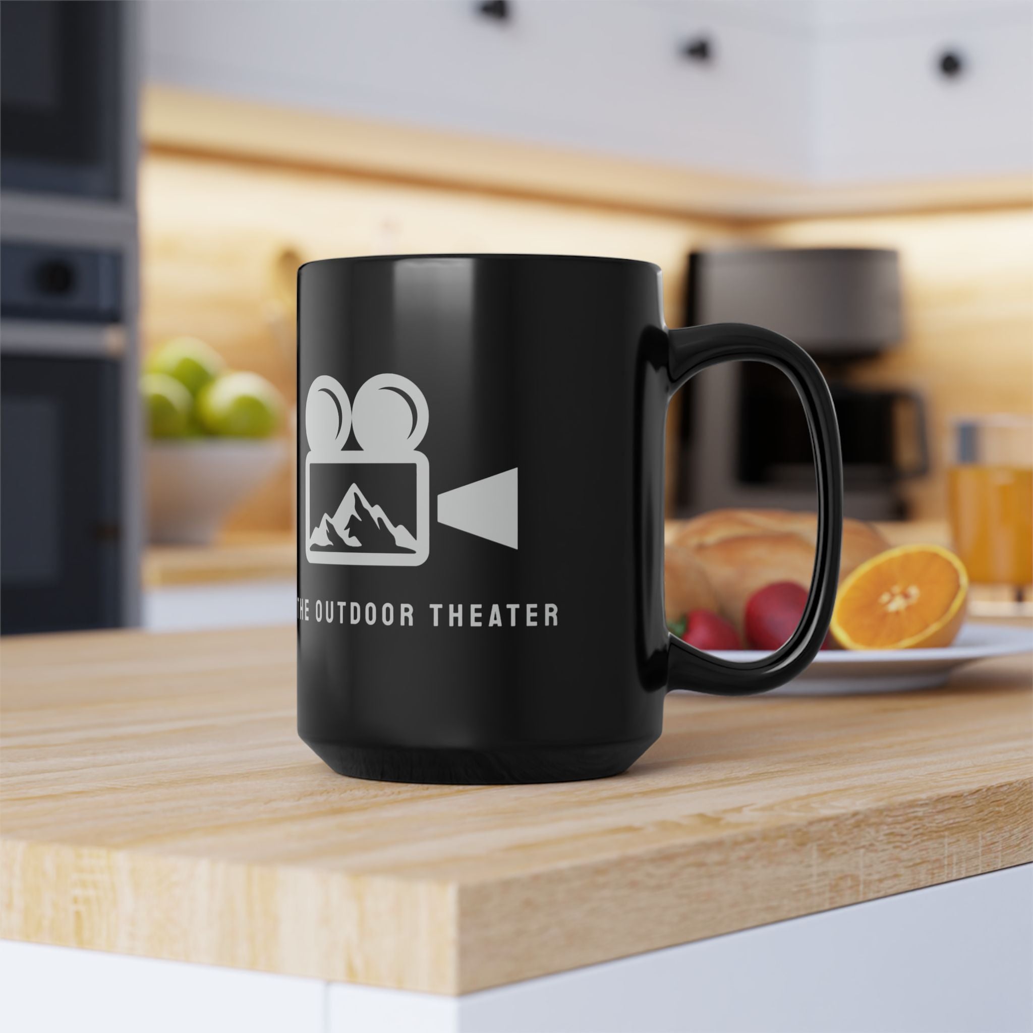 Outdoor Theater Logo Mug - Black 15oz Ceramic Logo Mug