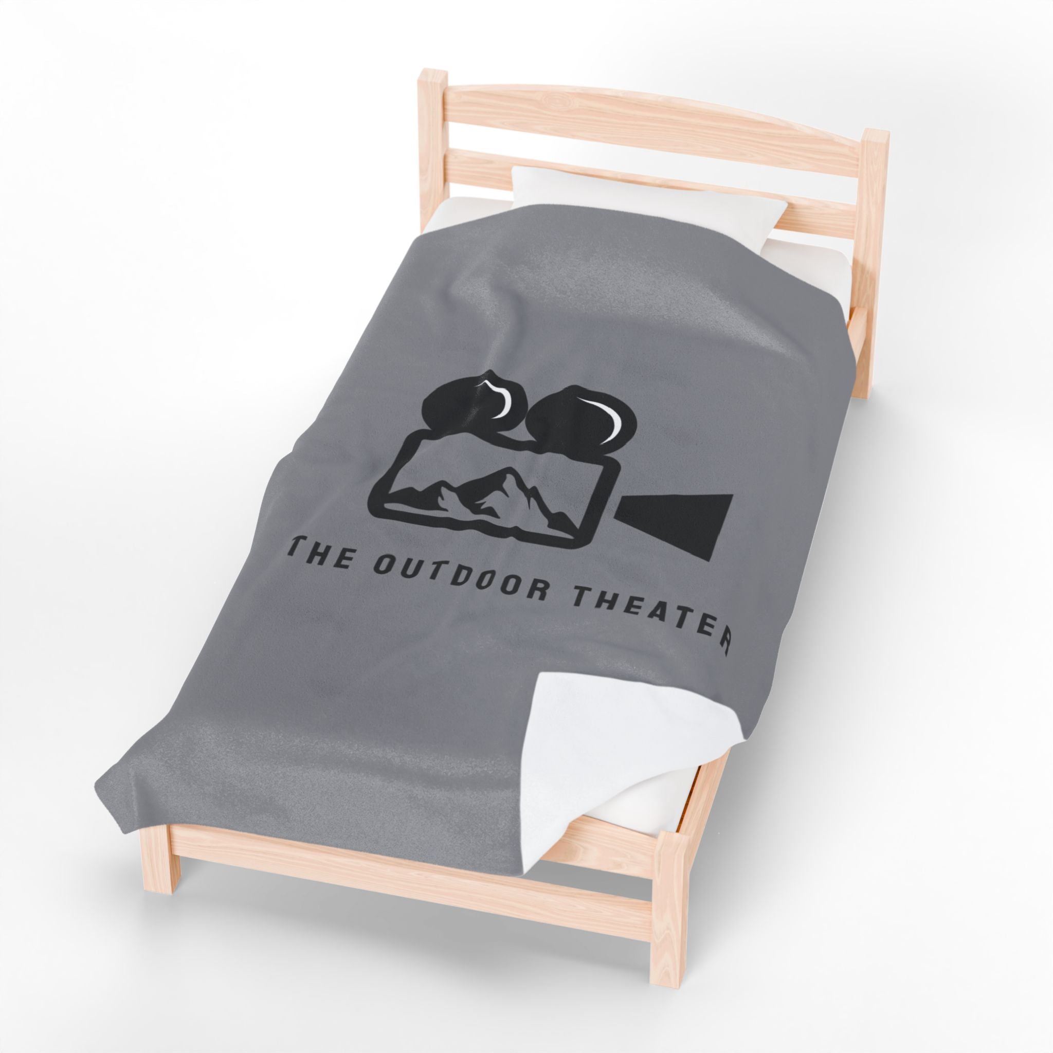 Outdoor Theater Velveteen Plush Blanket - Gray Logo Blanket