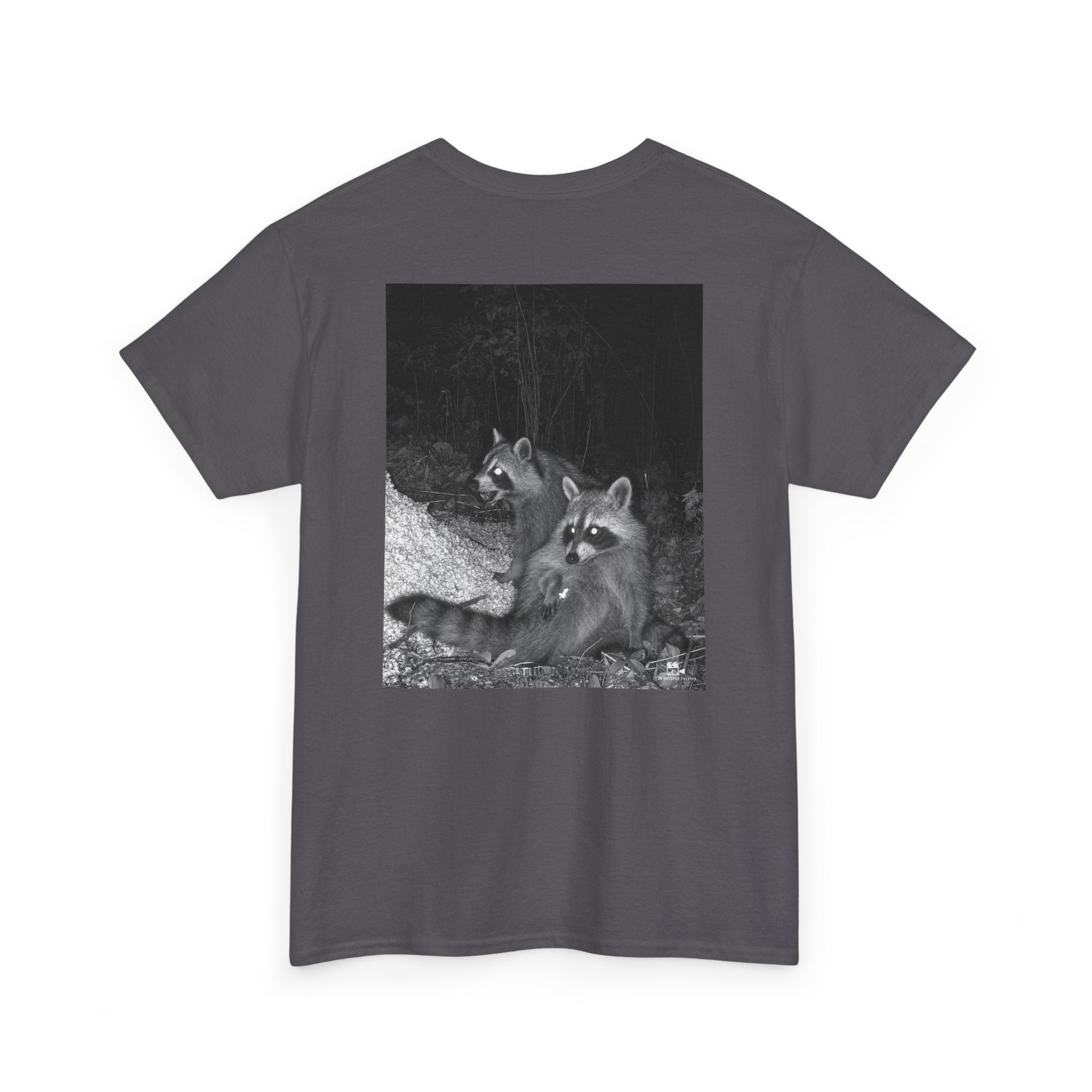 Raccoon Popcorn Party Graphic Tee - Adult Unisex T-Shirt - The Outdoor Theater