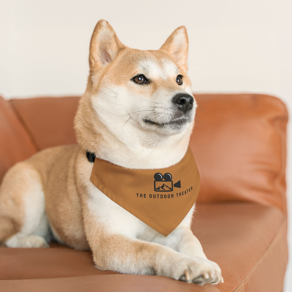 Outdoor Theater Logo Pet Bandana with Buckle Collar - Light Brown
